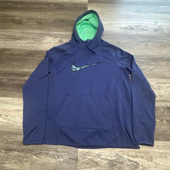 Nike Womens Purple L Dri-Fit Thumb‎ Hole Athletic Sporty Swoosh Hoodie Swoosh - Picture 3 of 11